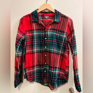 Aerie Oversized Christmas Plaid Flannel